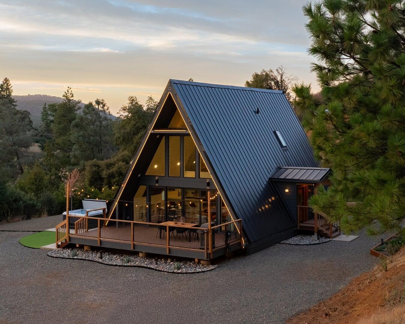 Trio A-frame house in the mountains